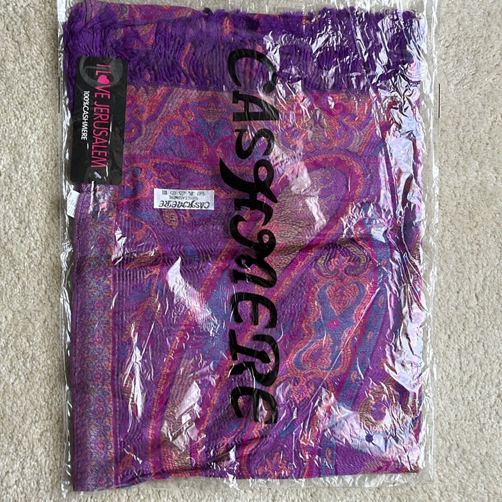 Vintage shoulder wrap purple, yellow from Jerusalem